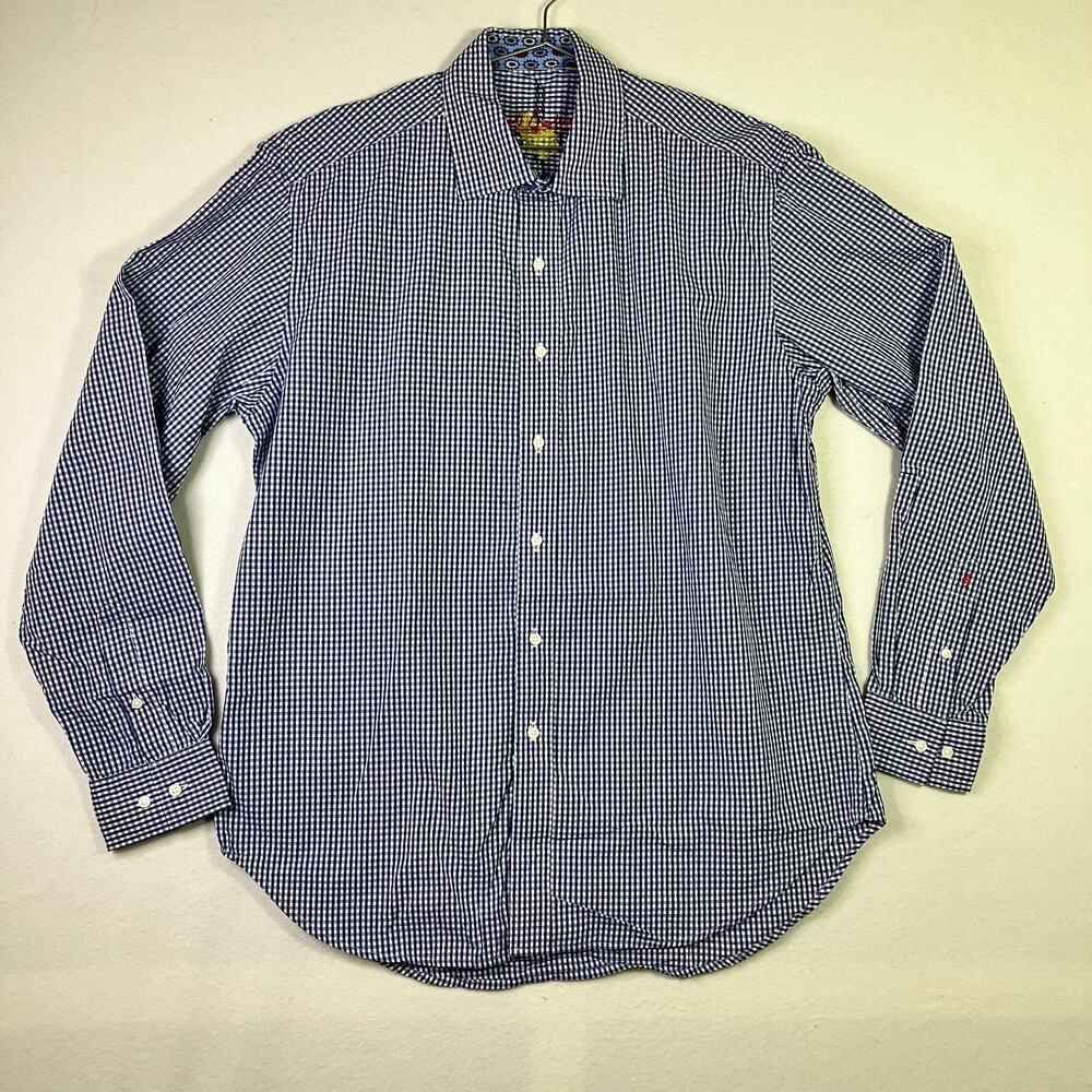 Robert Graham Blue Plaid Mens L Office Work Date